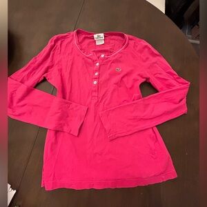 Lacoste pink long sleeve Henley top